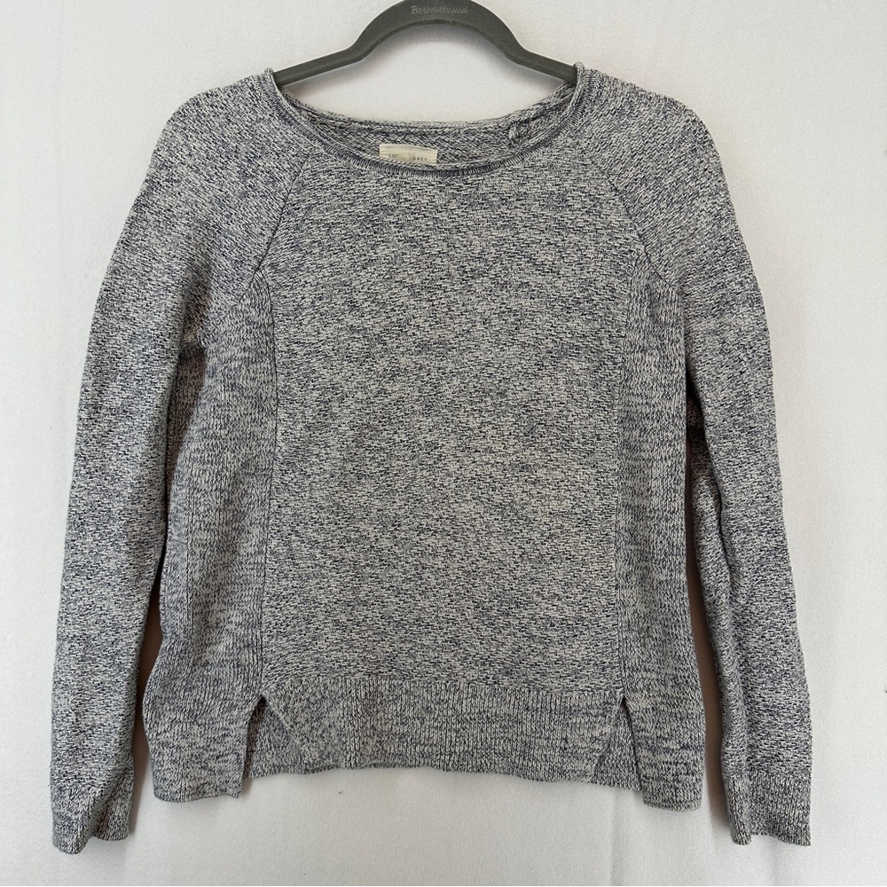 Lou and Grey‎ Heathered Slate Blueish Grey and White Cotton Sweater